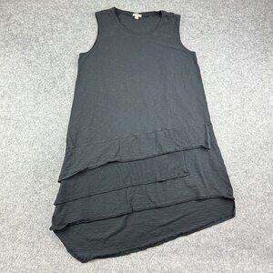 Dylan Three Tiers Tank Dress Womens L Black Asymmetrical Fray Hem Casual Sport*